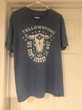American Classics Blue Graphic Tee with White Print